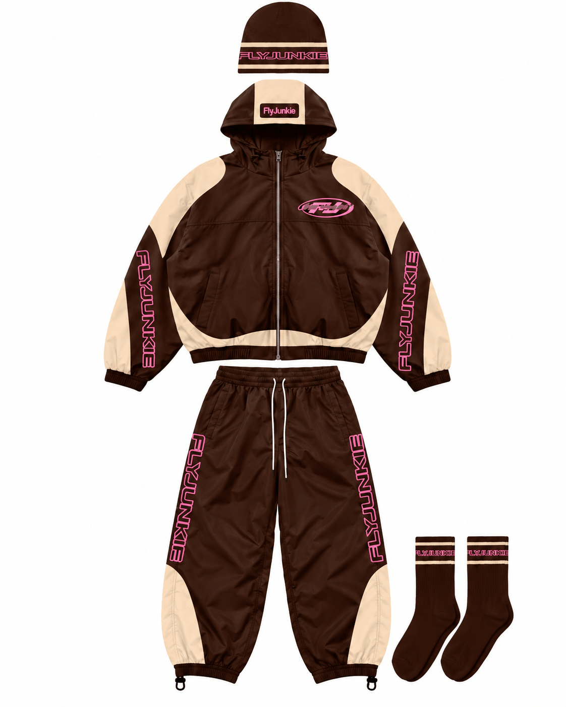 Brown & Pink Windbreaker Set