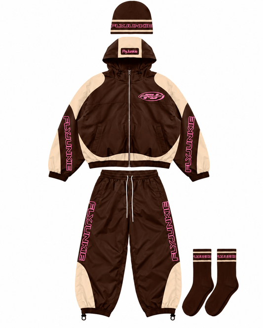 Brown & Pink Windbreaker Set