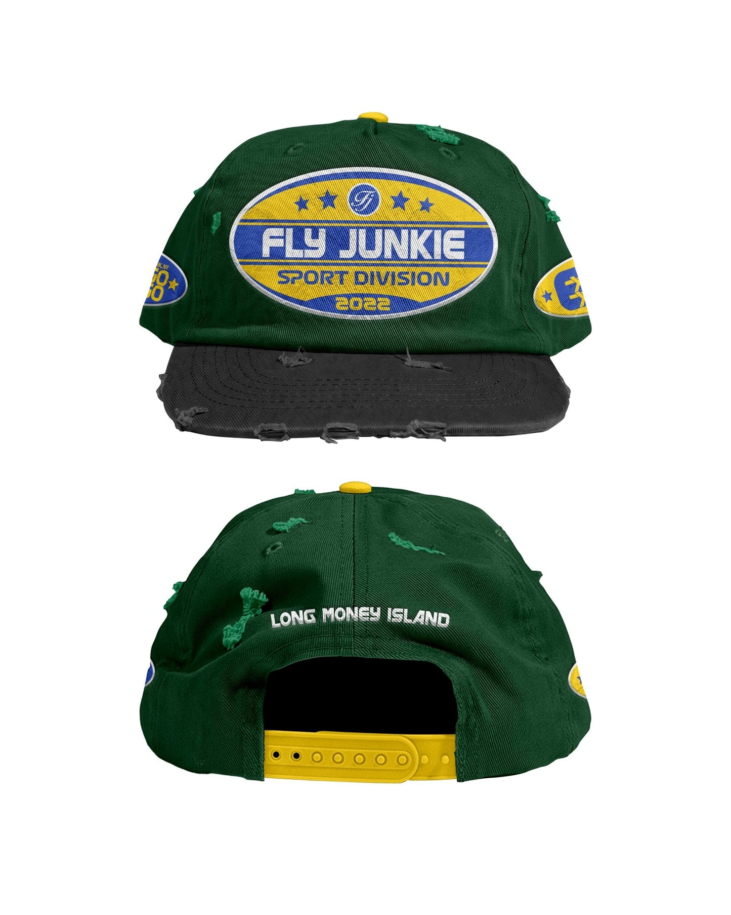 Distressed Green & Blue Fitted Cap