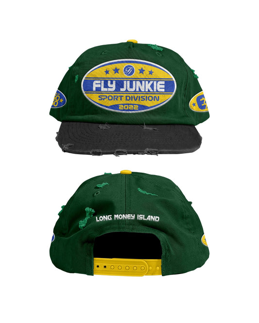 Distressed Green & Blue Fitted Cap