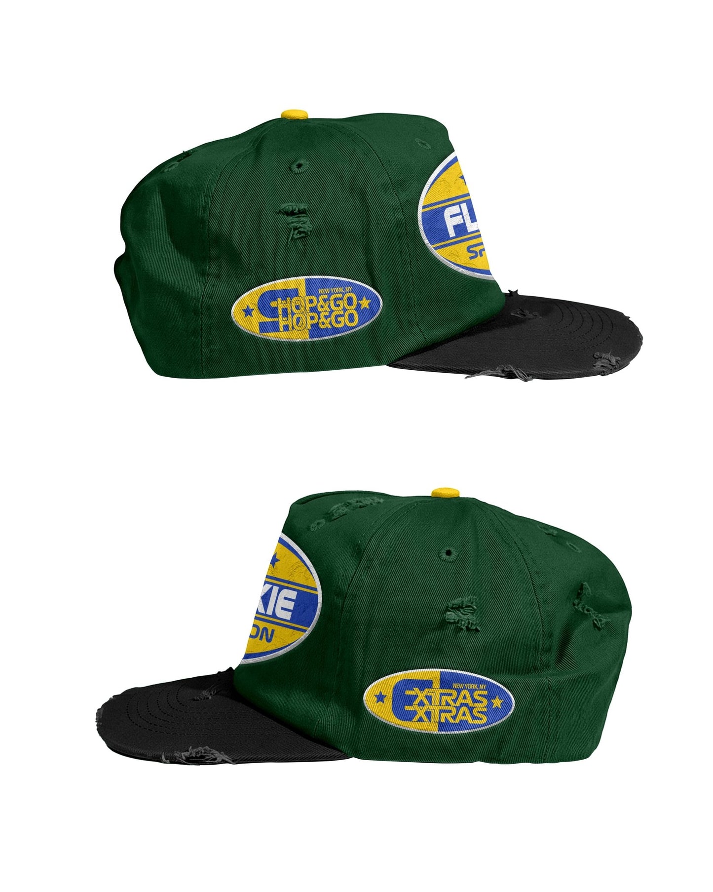 Distressed Green & Blue Fitted Cap