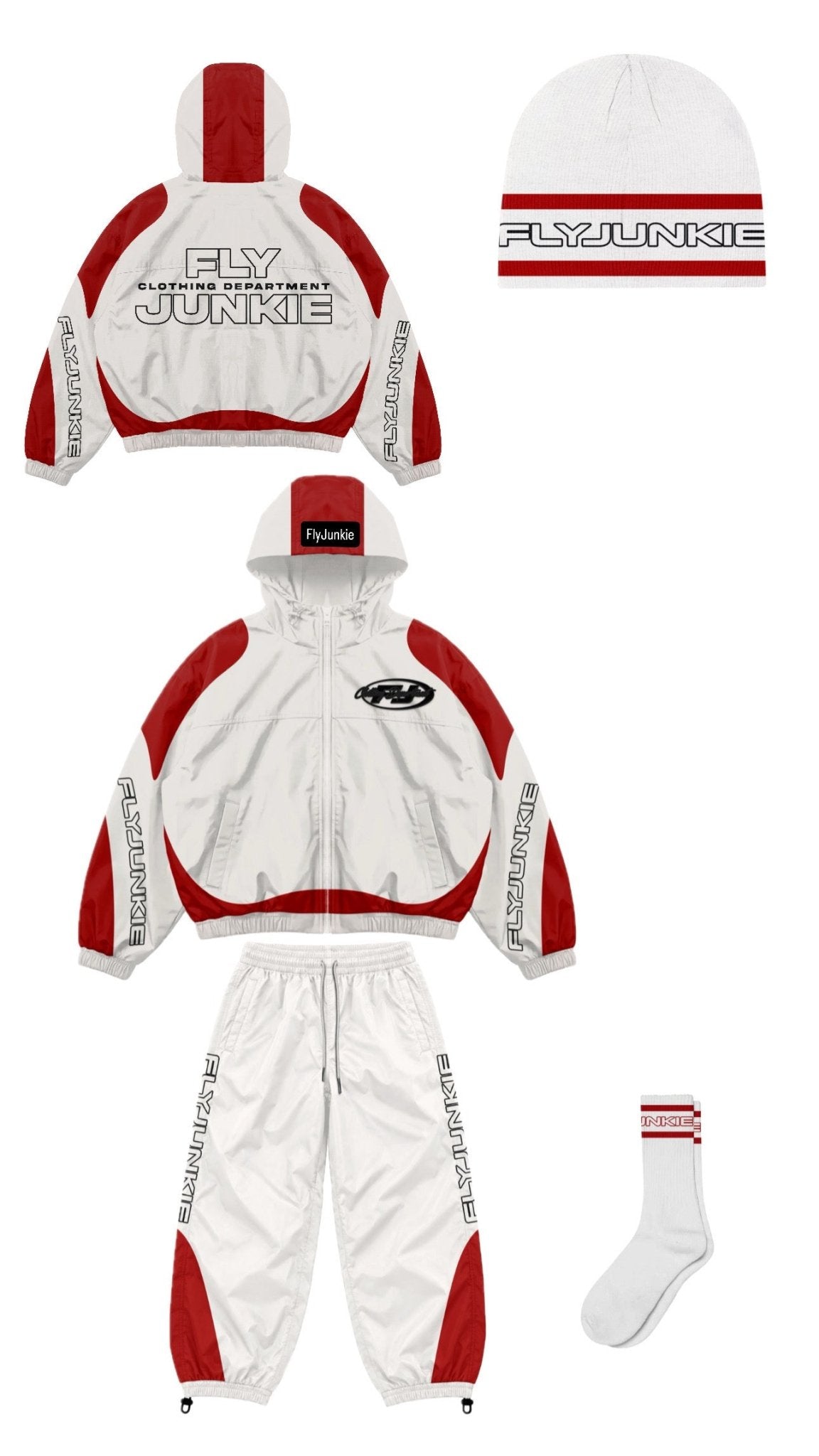 White & Red Windbreaker Suit